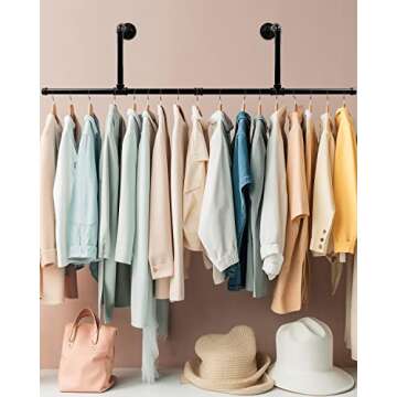 MUZIK 40 Inch Clothes Rack, Heavy Duty Wall Mounted Garment Rack, Multi-Purpose Closet Rods for Bathroom Cabinet, Laundry Room and Bedroom Hanging Clothes