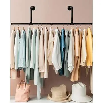 MUZIK 40 Inch Clothes Rack, Heavy Duty Wall Mounted Garment Rack, Multi-Purpose Closet Rods for Bathroom Cabinet, Laundry Room and Bedroom Hanging Clothes