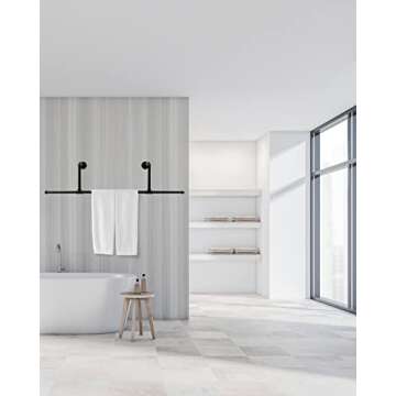 MUZIK 40 Inch Clothes Rack, Heavy Duty Wall Mounted Garment Rack, Multi-Purpose Closet Rods for Bathroom Cabinet, Laundry Room and Bedroom Hanging Clothes