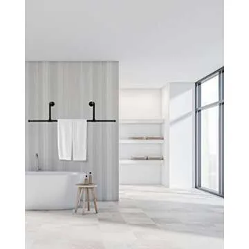 MUZIK 40 Inch Clothes Rack, Heavy Duty Wall Mounted Garment Rack, Multi-Purpose Closet Rods for Bathroom Cabinet, Laundry Room and Bedroom Hanging Clothes