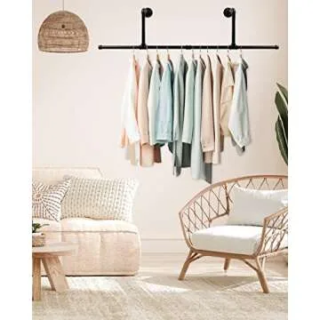 MUZIK 40 Inch Clothes Rack, Heavy Duty Wall Mounted Garment Rack, Multi-Purpose Closet Rods for Bathroom Cabinet, Laundry Room and Bedroom Hanging Clothes