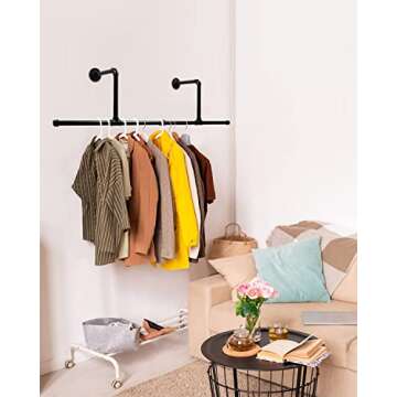 MUZIK 40 Inch Clothes Rack, Heavy Duty Wall Mounted Garment Rack, Multi-Purpose Closet Rods for Bathroom Cabinet, Laundry Room and Bedroom Hanging Clothes