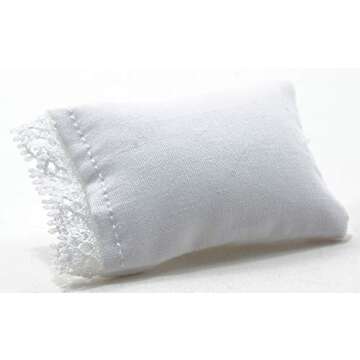 Dollhouse Miniature White Pillow for 1:12 Scale Decor