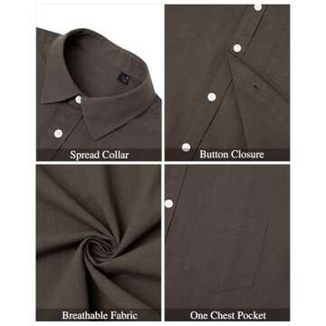 J.VER Men's Casual Linen Button Down Shirt for Summer