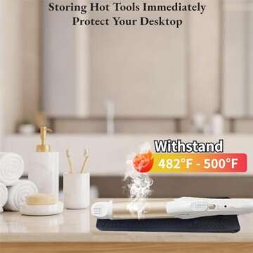 VOVOAN Hair Iron Mat Pouch, Heat Resistant Mat for Flat Iron and Curling Iron, Portable Travel Silic...