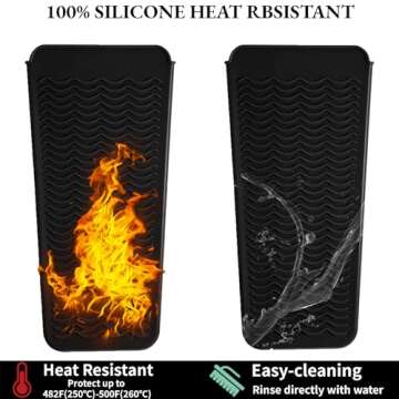 VOVOAN Hair Iron Mat Pouch, Heat Resistant Mat for Flat Iron and Curling Iron, Portable Travel Silicone Hair Straightener Mat and Cover for Hair Waving Iron and Hot Hair Styling Tools (Black)