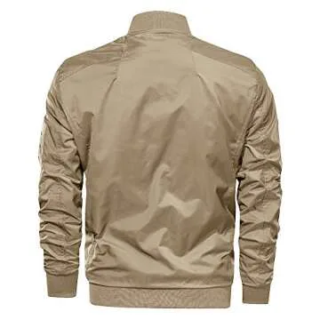 CRYSULLY Men’s Casual Jackets Sport Varsity Lightweight Bomber Jacket Coat Khaki