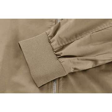 CRYSULLY Men’s Casual Jackets Sport Varsity Lightweight Bomber Jacket Coat Khaki