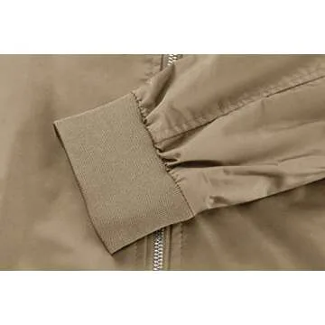 CRYSULLY Men’s Casual Jackets Sport Varsity Lightweight Bomber Jacket Coat Khaki