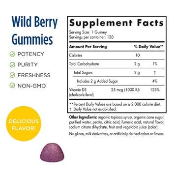 Nordic Naturals Pro Vitamin D3 Gummies, Wild Berry - 120 Gummies for Healthy Bones & Immune Support