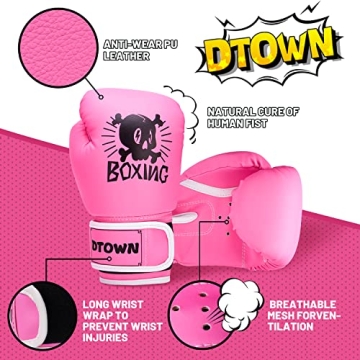 Dtown Kids Boxing Gloves for Boys and Girls - 4oz & 6oz