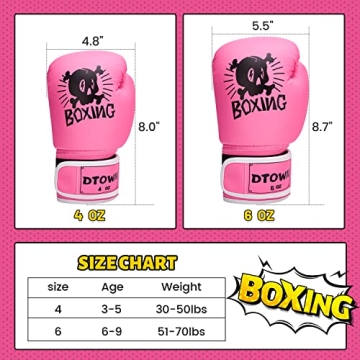 Dtown Kids Boxing Gloves for Boys and Girls - 4oz & 6oz
