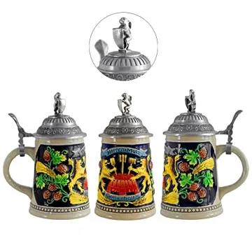 Elegant 0.5L Beer Stein with Metal Lid for Oktoberfest