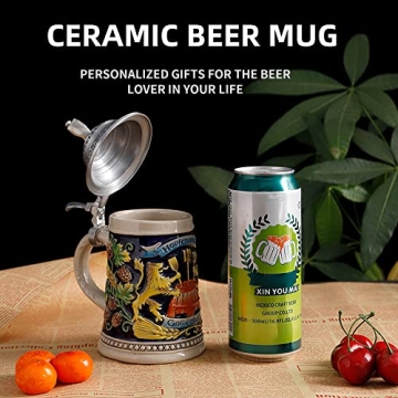 Elegant 0.5L Beer Stein with Metal Lid for Oktoberfest