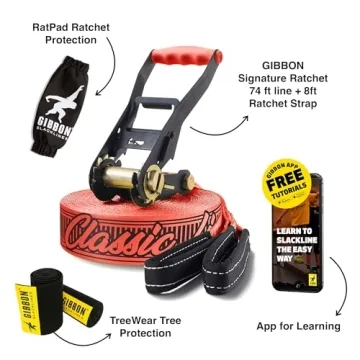 GIBBON Slackline Kit 82ft ClassicLine XL Red with TreeWear