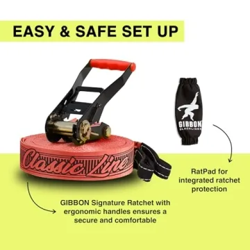 GIBBON Slackline Kit 82ft ClassicLine XL Red with TreeWear