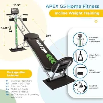 Total Gym Incline Weight Trainer Equipment APEX G5, 10 Resistance Levels for Home Workout