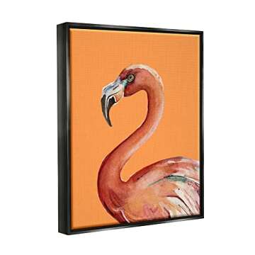 Stupell Industries Tropical Flamingo Bird Portrait Watercolor Detail Floating Framed Wall Art, Design By Patricia Pinto