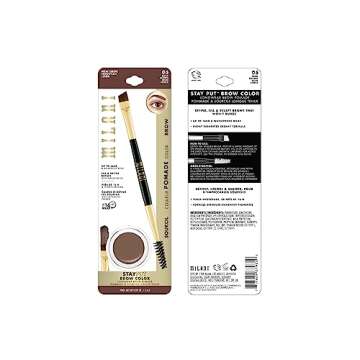 Milani Stay Put Brow Color - Dark Brown (0.09 Ounce) Vegan, Cruelty-Free Eyebrow Color that Fills an...
