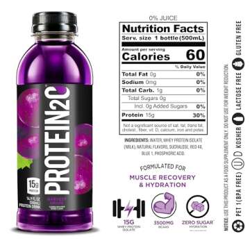 Protein2o Whey Protein Infused Water - Harvest Grape Flavored (Pack of 12)