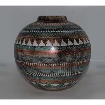 Large Handmade Native American Horse Hair Pottery