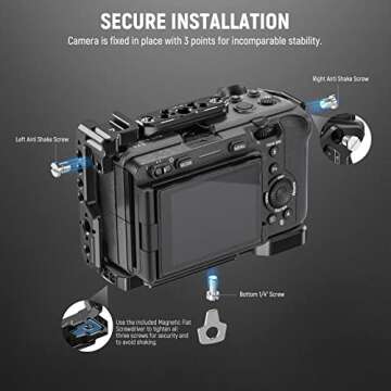 NEEWER FX3/FX30 Cage Camera Cage with HDMI Cable Clamp, NATO Rail, 3/8 Inch ARRI Positioning Holes, 1/4 Inch Thread Compatible with Sony FX3 FX30 Original XLR Handle, Compatible with DJI RS2 RS3