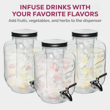 FineDine Glass Drink Dispenser - 1 Gallon for Events