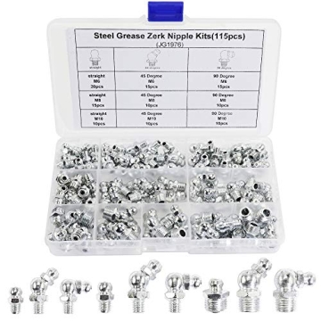 Iztoss 115pcs Steel Zerk Grease Fittings Kit