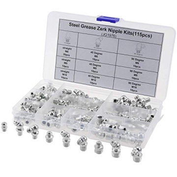 Iztoss 115pcs Steel Zerk Grease Fittings Kit