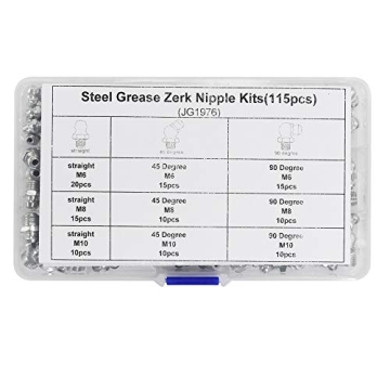 Iztoss 115pcs Steel Zerk Grease Fittings Kit