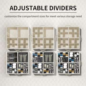 Aokeyee Shoe Organizer for Closet,2 Pack Foldable Shoe Storage Organizer Box Bin w/Adjustable Dividers and Clear Cover, Fits up to 16-32 Pairs, (Beige)