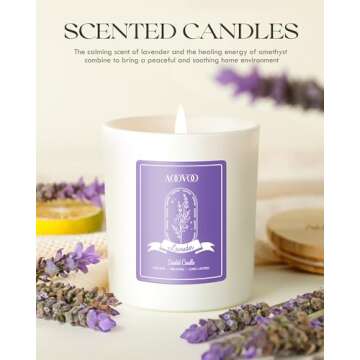 AOOVOO Lavender Scented Candles for Women - Aromatherapy Candle with Crystals Inside, 10oz Soy Candles for Home Scented, Valentines Day Birthday Gifts Candle for Women Mom