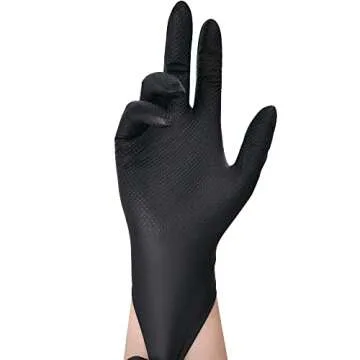 TitanFlex ThorGrip Heavy Duty Black Industrial Nitrile Gloves, 8-mil, XL, Box of 100, Latex Free, Raised Diamond Texture, Powder Free, Food Safe, Rubber Gloves, Mechanic Gloves
