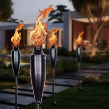 Garden Torches for Outside - Deco Home Pack of 4 Metal Garden Torches Citronella for Outdoor Ambianc...