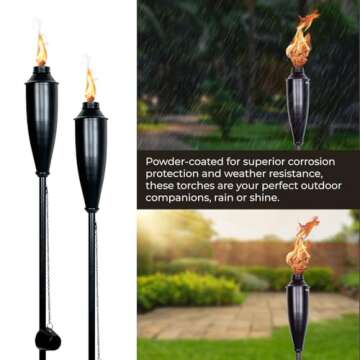 Garden Torches for Outside - Deco Home Pack of 4 Metal Garden Torches Citronella for Outdoor Ambiance - Decorative and Functional Citronella Torches for Patio, Lawn, and Backyard-Black