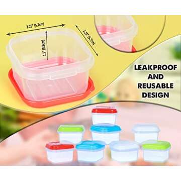 ARSUK 8 Pack Baby Food Storage Containers (4oz/120ml) - Small Plastic Containers with Lids for Freezer - Microwavable, Dishwasher Safe & BPA Free