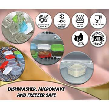 ARSUK 8 Pack Baby Food Storage Containers (4oz/120ml) - Small Plastic Containers with Lids for Freezer - Microwavable, Dishwasher Safe & BPA Free