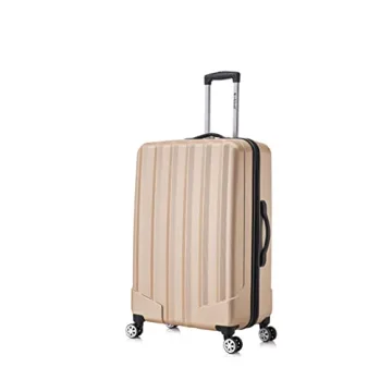 Rockland Santa Monica Hardside Spinner Wheel Luggage, Champagne, 19", 24", 28"