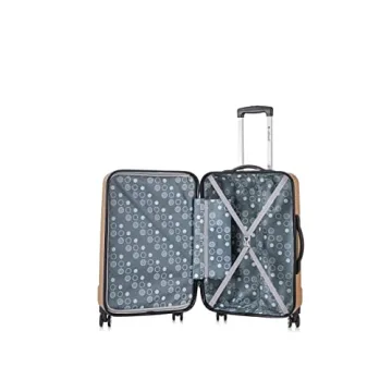 Rockland Santa Monica Hardside Spinner Wheel Luggage, Champagne, 19", 24", 28"