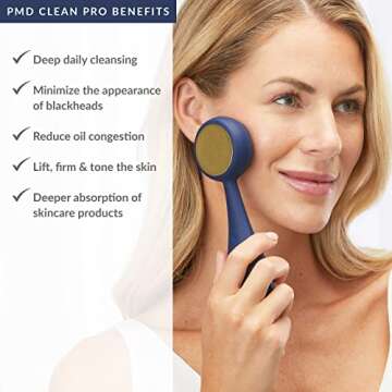 PMD Clean Pro - Smart Facial Cleansing Device with Silicone Brush & ActiveWarmth Anti-Aging Massager...