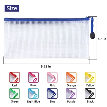 Tamaki 10 Pack Mesh Zipper Pouches for School & Office