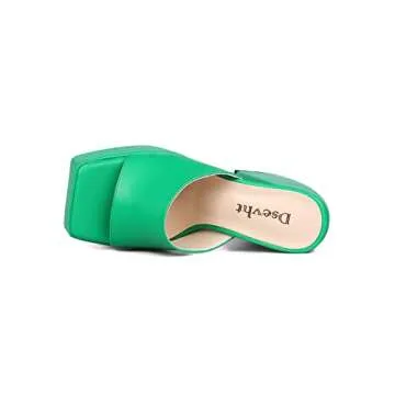 Dsevht Green Platform Heels Sandals Chunky Heels Platform Sandals for Women Slip on Square Toe High Heels Sexy Peep Toe Prom Heels Sandals