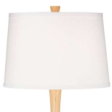 Color + Plus Wexler Modern Table Lamp 31" Tall Coral Reef Pink Glass Wood Neck White Tapered Drum Shade for Bedroom Living Room House Bedside Nightstand Home Office Entryway Family Kids