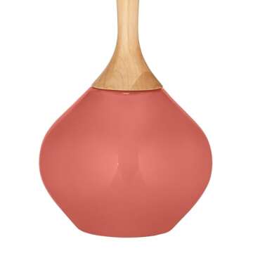 Color + Plus Wexler Modern Table Lamp 31" Tall Coral Reef Pink Glass Wood Neck White Tapered Drum Shade for Bedroom Living Room House Bedside Nightstand Home Office Entryway Family Kids