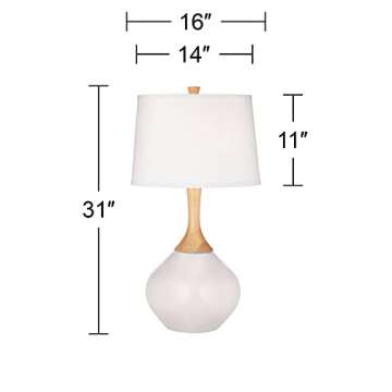 Color + Plus Wexler Modern Table Lamp 31" Tall Coral Reef Pink Glass Wood Neck White Tapered Drum Shade for Bedroom Living Room House Bedside Nightstand Home Office Entryway Family Kids