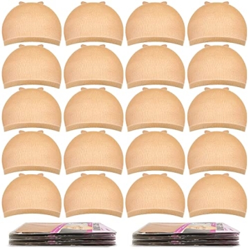 MORGLES Wig Caps 20 Pcs Nylon Bulk, Light Brown Wig Caps for Men & Women