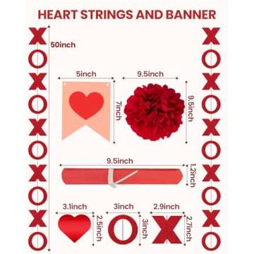 OLANRUN Valentines Day Decorations, Handmade Valentines Decor Set, Hanging Love Heart Swirls XO Garl...