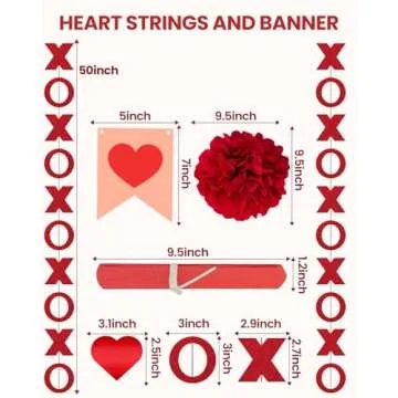 OLANRUN Valentines Day Decorations, Handmade Valentines Decor Set, Hanging Love Heart Swirls XO Garl...