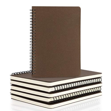 EUSOAR College Ruled Spiral Notebook, A5 6packs 5.5"X8.3" 120 Pages inches Coffee Hardcover Lined Tr...