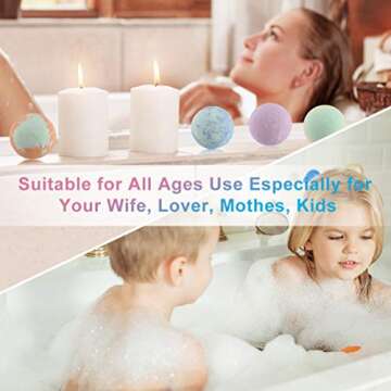 TQVAI 6 Pack Organic Natural Bath Bombs Gift Set Unisex